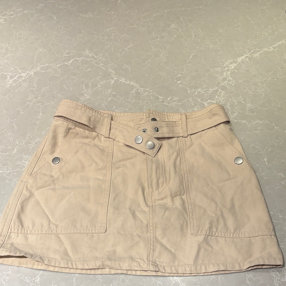PacSun Beige Mini Skirt with Silver Accents
